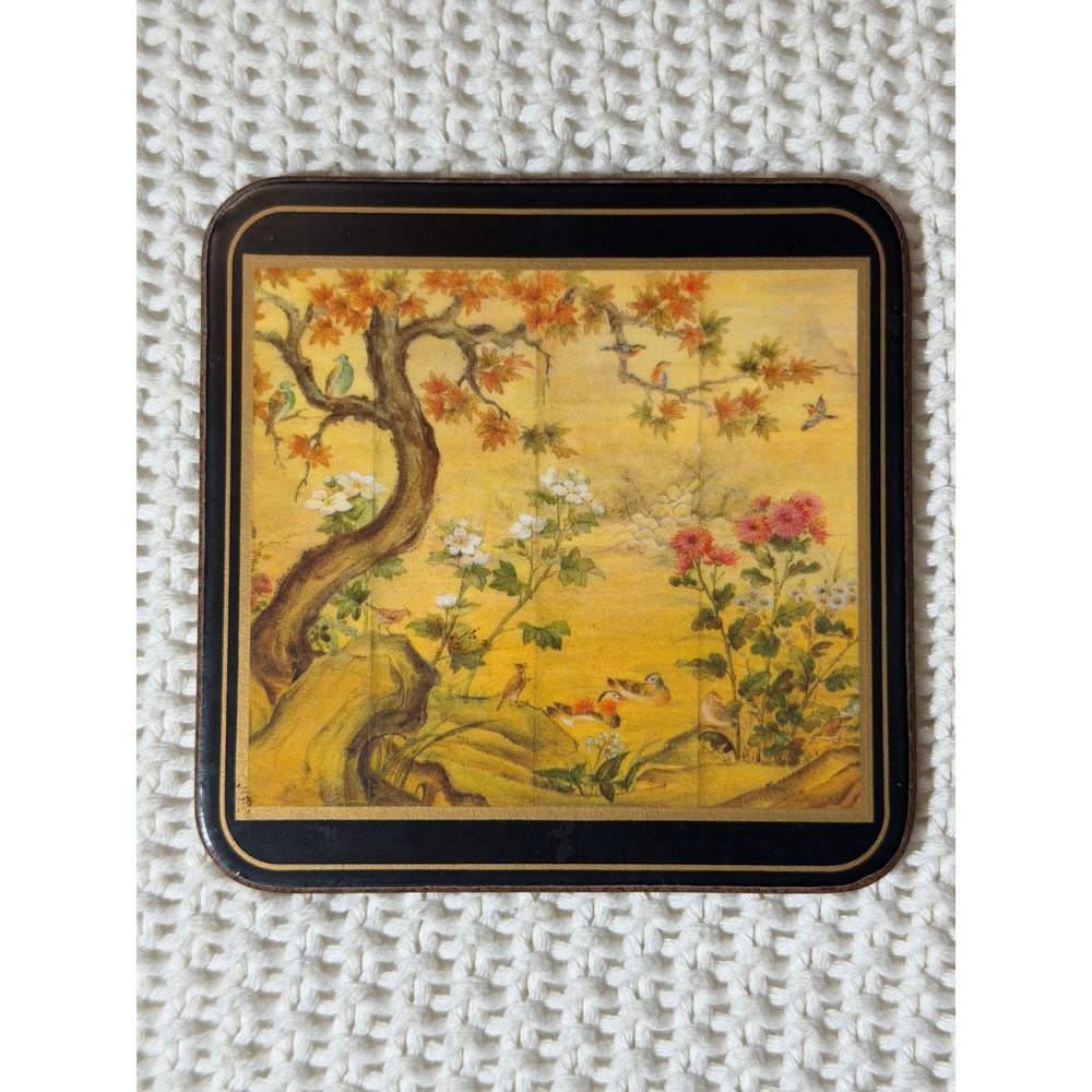 Pimpernel Chinese Screen Coasters Set of 5 Cork Backed Made in England Vintage